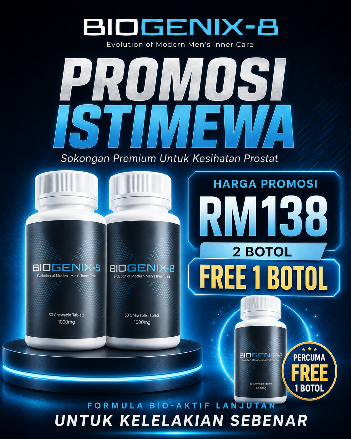Promosi BIOGENIX-8 2 botol RM138 percuma 1 botol